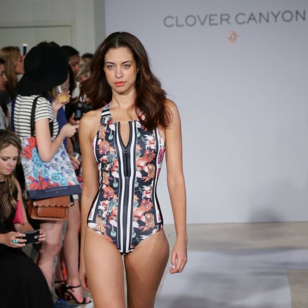 Clover Canyon Floral Garden Scarf Front Zip One Piece